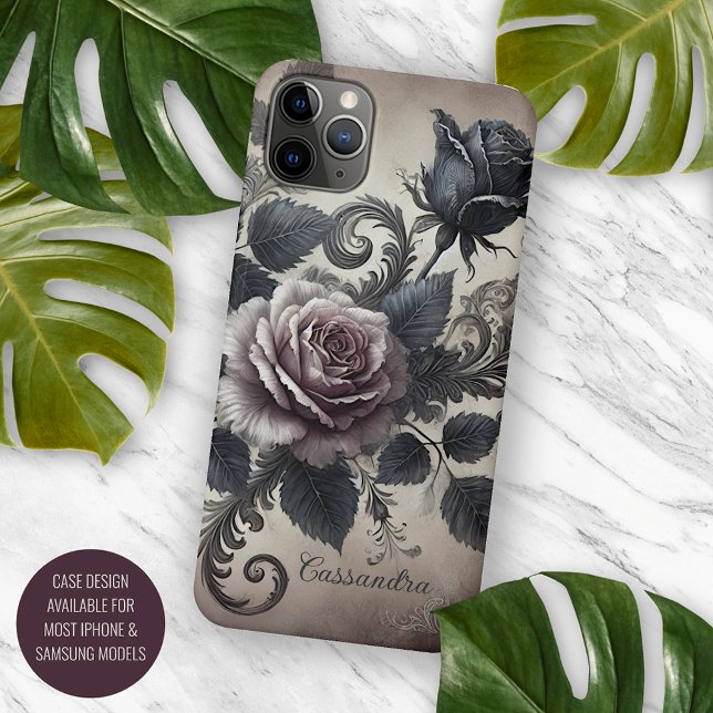 Capa Para iPhone Pintura Botânica Clássica de Rosas de Belas Artes (Criador carregado)
