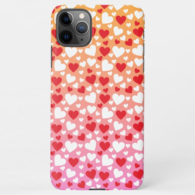 Capa Para iPhone Red and White Hearts Pattern Phone Case (Verso)