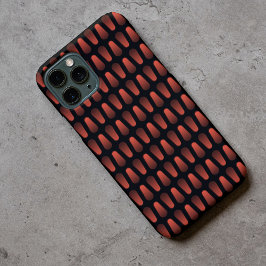 Capa Para iPhone Red Black Industrial Faux Stainless Steel