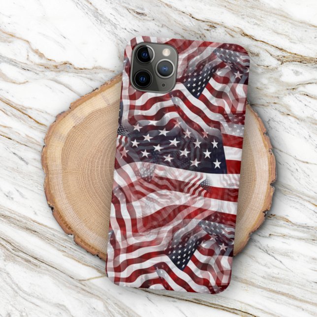 Capa Para iPhone Red White Blue American Stripes Stars Bandeira Pad (Criador carregado)