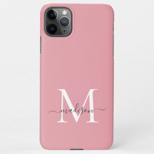 Capa Para iPhone Roteiro Chic da Cinza Elegante de Monograma Rosa B