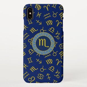 Capa Para iPhone Scorpio Zodiac+Astrology Símbolos Padrão Gld+Blues
