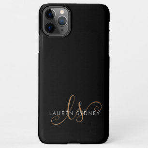 Capa Para iPhone Script Feminino Dourado Preto Moderno Monograma