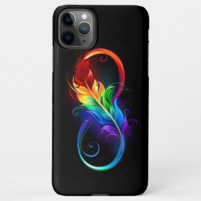 Capa Para iPhone Símbolo Infinito com Pena Arco-Íris (Verso)