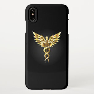 Capa Para iPhone Símbolo Poligonal Dourado Caduceus