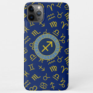 Capa Para iPhone Símbolos Zodiac+Astrologia Sagittarius Ptn Gld+Blu