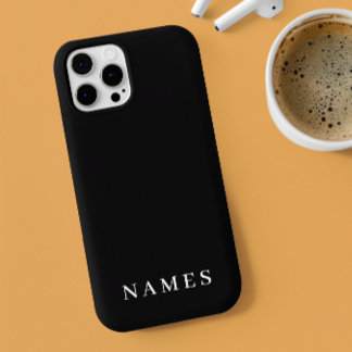 Capa Para iPhone Simples Preto Personalizado Adicionar Seu Nome Ele