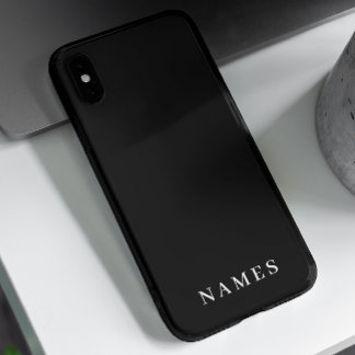 Capa Para iPhone Simples Preto Personalizado Adicionar Seu Nome Ele