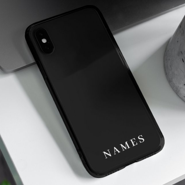 Capa Para iPhone Simples Preto Personalizado Adicionar Seu Nome Ele (Criador carregado)