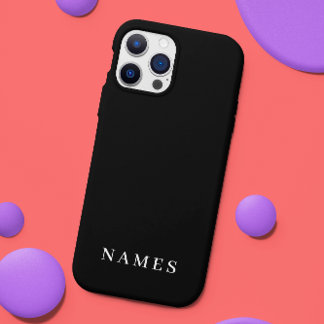 Capa Para iPhone Simples Preto Personalizado Adicionar Seu Nome Ele