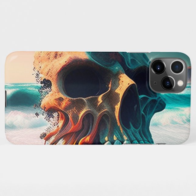 Capa Para iPhone Skull on the beach (Verso Horizontal)