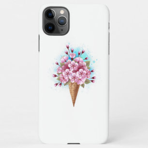 Capa Para iPhone Sorvete Waffle Rosa Sakura Cone