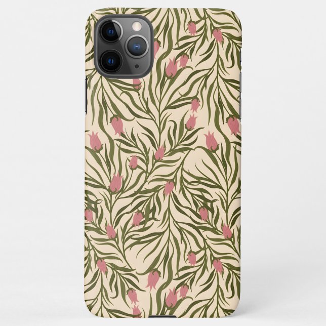 Capa Para iPhone Stylized pink bell-shaped floral pattern (Verso)