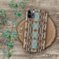Taupe Brown Orange Turquoise Padrão Mosaico Tribal