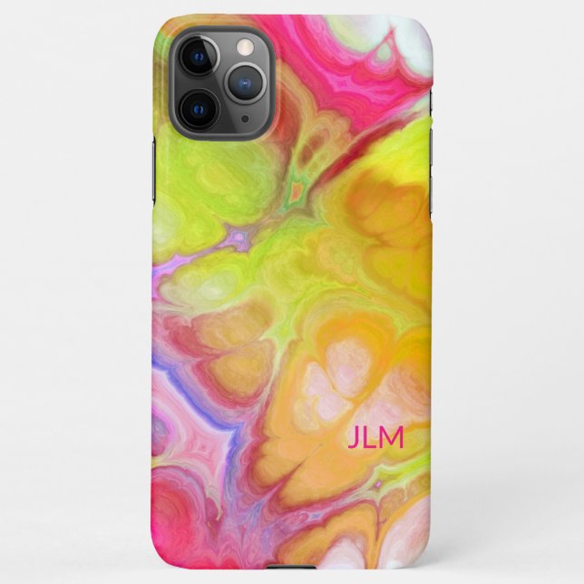 Capa Para iPhone Tinta Abstrato colorida com seu monograma (Verso)