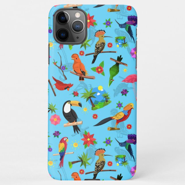 Capa Para iPhone Toucan Flamingo E Arara - Padrão De Aves Sem Costu (Verso)