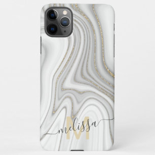 Capa Para iPhone Trendy gold glitter sparkle marble name monograma