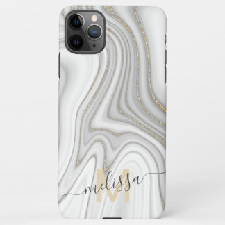 Capa Para iPhone Trendy gold glitter sparkle marble name monograma