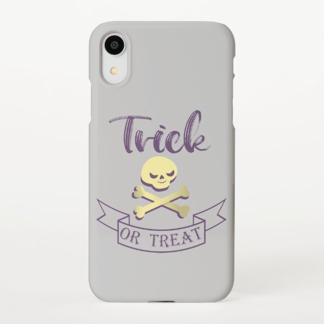 Capa Para iPhone Truque ou tratamento de ossos cruzados do crânio (Verso)