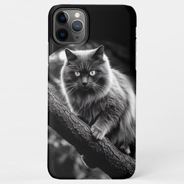 Capa Para iPhone Uma Vista Assombrante De Um Gato Noturno (Verso)
