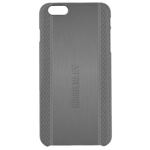Capa Para iPhone 6 Plus Transparente Aspecto de alumínio escovado metálico preto