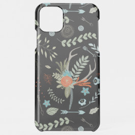 Capa Para iPhone, Uncommon Boho Forest Arrows e Deer Antler Padrão Floral