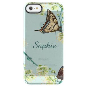 Capa Para iPhone SE/5/5s Transparente Borboletas e flores de cereja personalizadas