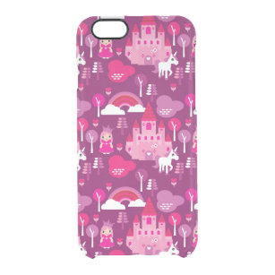 Capa Para iPhone 6/6S Transparente castelo da princesa e arco-íris do unicórnio