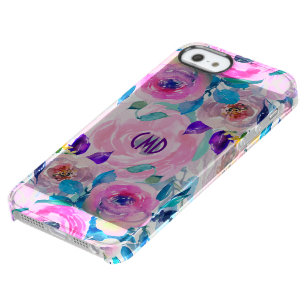 Capa Para iPhone SE/5/5s Transparente Coloração Floral Moderna Colorida à Mão GR3
