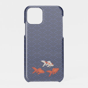 Capa Para iPhone 11 Pro Fantail Goldfish no padrão de onda de Seigaiha Jap