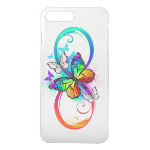 Capa iPhone 8 Plus/7 Plus Infinidade brilhante com borboleta arco-íris