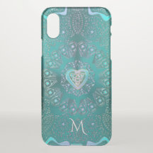 Monograma Celta Mandala em Azul Aqua Verde