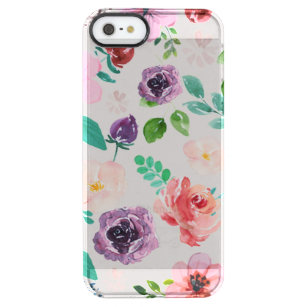 Capa Para iPhone SE/5/5s Transparente Padrão de Flores de Aquarelas Coloridas da Tendy