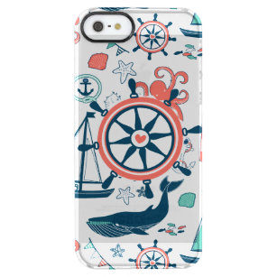 Capa Para iPhone SE/5/5s Transparente Padrão de roda náutica de barcos coloridos