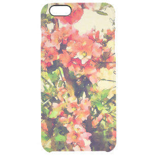 Capa Para iPhone 6 Plus Transparente Padrão Floral de Cor de Água Rosa Vermelha 1