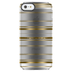 Capa Para iPhone SE/5/5s Transparente Padrão Moderno De Stripes De Cinzas Douradas E Pra