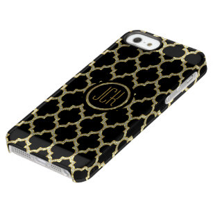 Capa Para iPhone SE/5/5s Permafrost® Quatrefoil Geométrico preto e Dourado e brilhante 