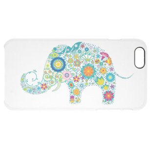 Capa Para iPhone 6 Plus Transparente Retro Floral Colorida Anelefante Branco