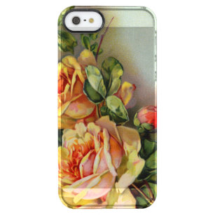 Capa Para iPhone SE/5/5s Transparente Rosas Dourados e Blush