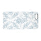 Capa Para iPhone, Uncommon Torno Floral Branco e Azul gravado Elegante (Verso Horizontal)