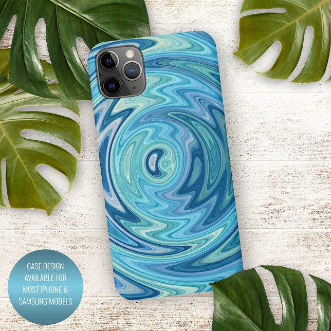 Capa Para iPhone Única Aqua Turquesa Blue Violet Summer Swirl Art (Criador carregado)