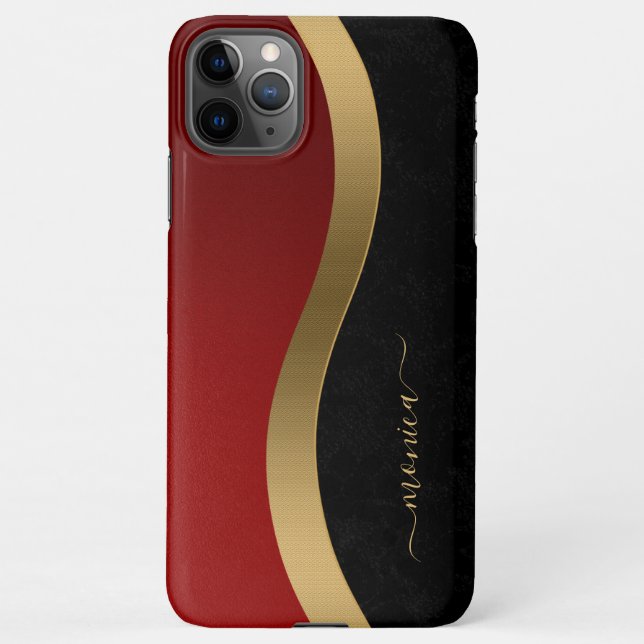 Capa Para iPhone Vermelho preto Elegante e Dourado (Verso)
