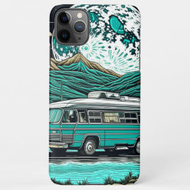 Capa Para iPhone Vintage Teal RV Camper nas Montanhas