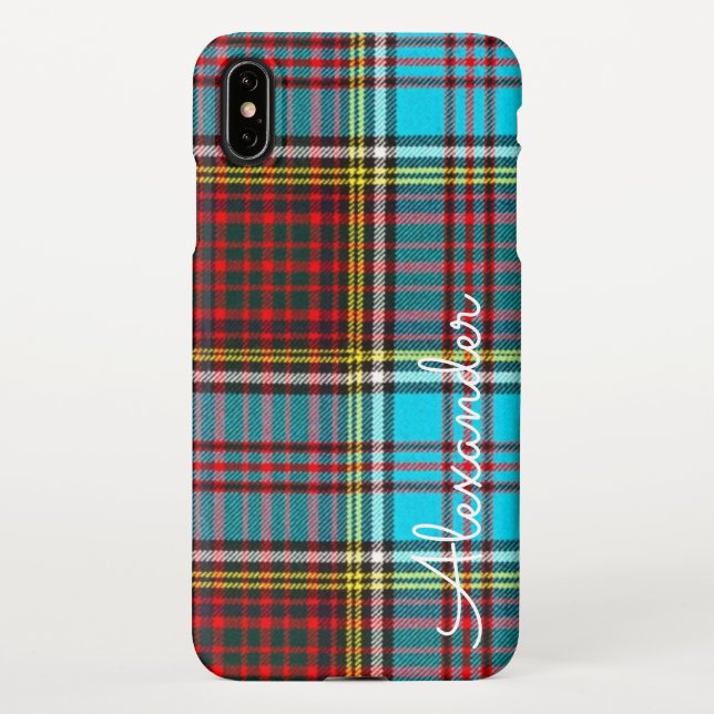 Capa Para iPhone Xadrez TARTAN Personalizada Nome Manuscrito Modern (Verso)