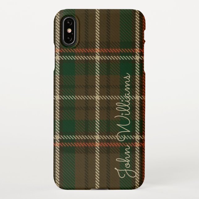 Capa Para iPhone Xadrez TARTAN Personalizada Nome Manuscrito Modern (Verso)