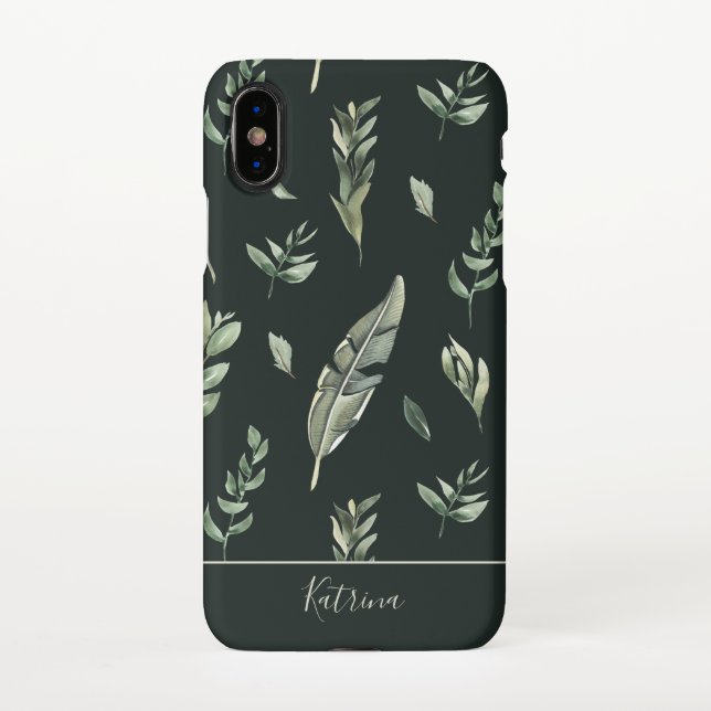 Capa Para iPhone XS Padrão de Folha Tropica Moderno (Verso)