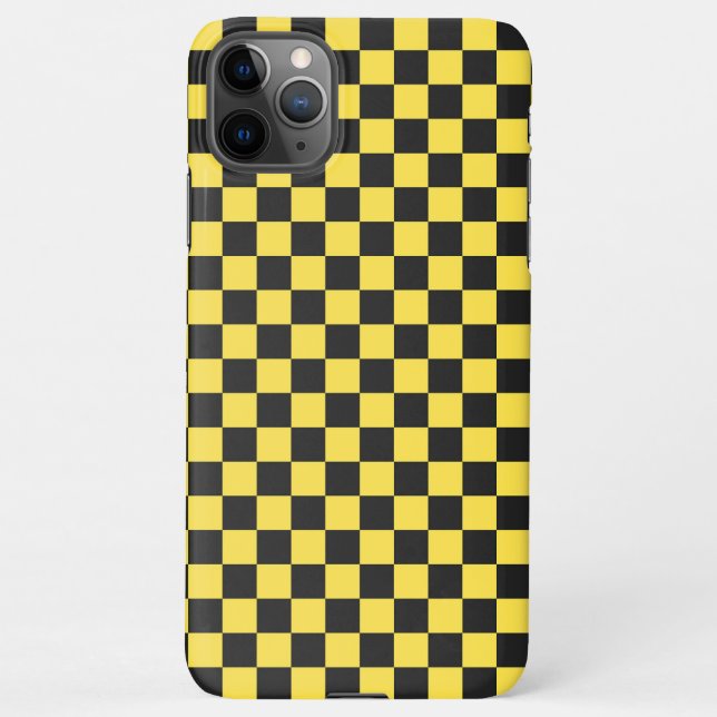 Capa Para iPhone Yellow and black checkerboard pattern (Verso)