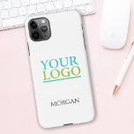 Capa Para iPhone Your Logo/Art/Photo, DIY Black Name on White<br><div class="desc">Personalize with your Name and Art or Photo in Black text on White background. Can also be used for your Company Logo and Name.</div>