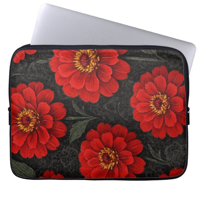 Capa para laptop Flores de Zínnia em artes (Frente)