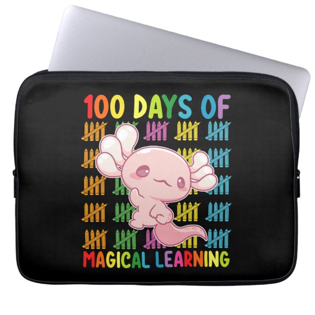 Capa Para Notebook 100 Dias Da Escola Axolotl De Aprendizagem Mágica (Frente)